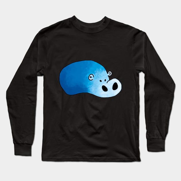 cute blue hippo Long Sleeve T-Shirt by MerryDee